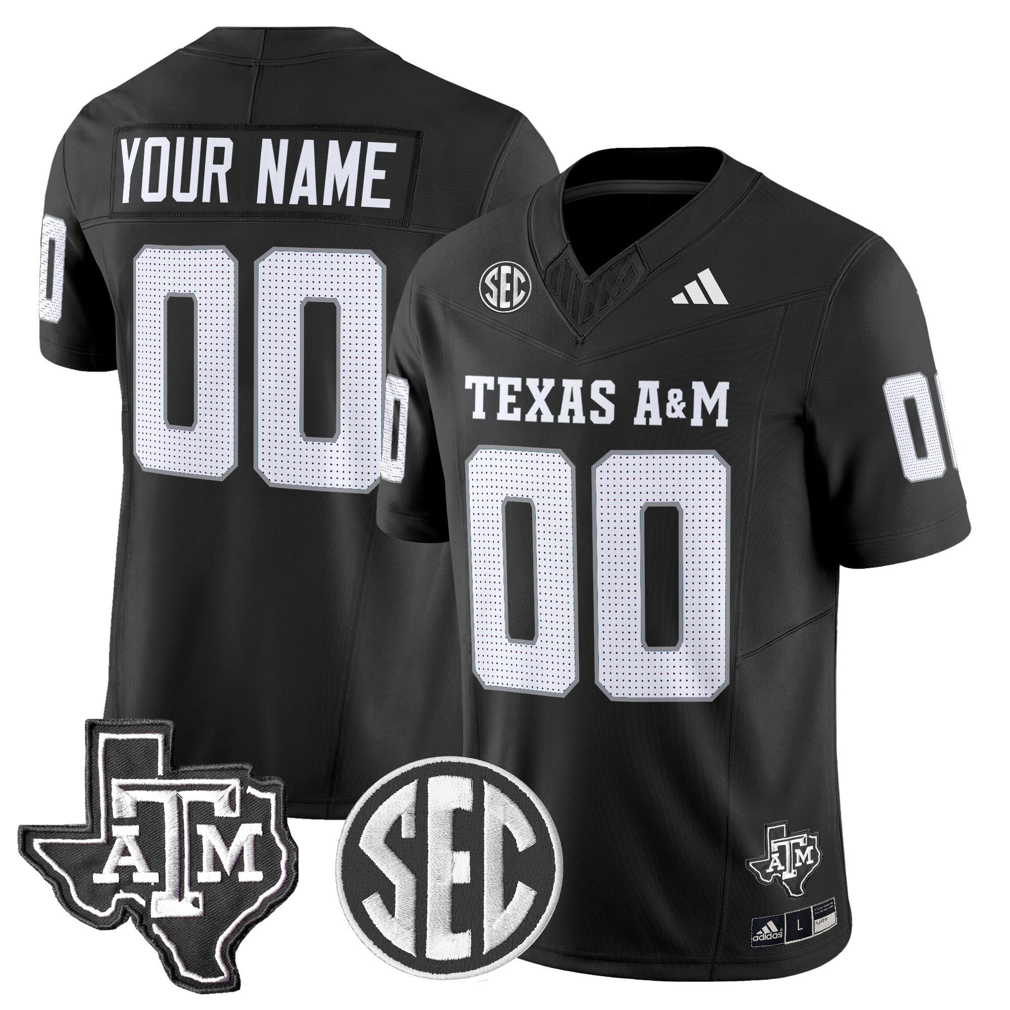 Men Texas A&M Aggies Black 2024 Vapor Limited Custom NCAA Jersey style 1